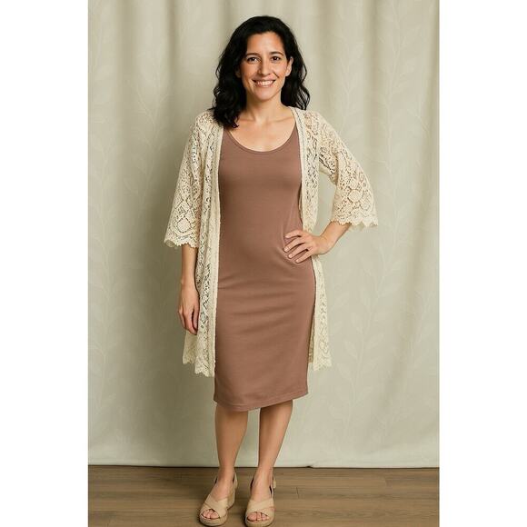 Zenana Women’s Small Mocha Bodycon Midi Dress | Clean Girl Minimalist Chic - Picture 11 of 11
